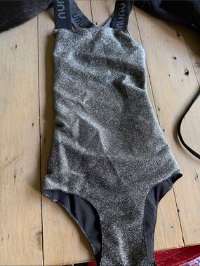 nununu Silver Glitter Kids One-Piece Bodysuit with Branded Straps